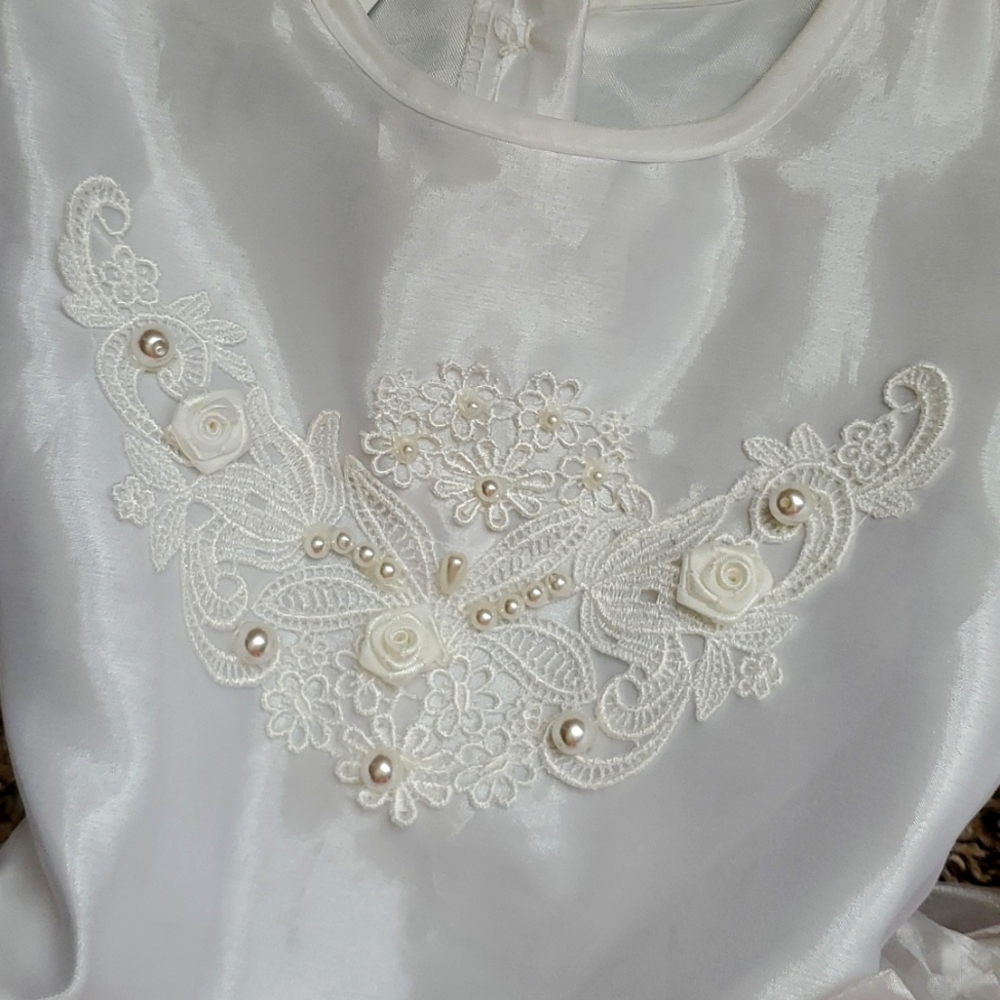Vintage Popaye's White Sheer Lace Party Dress Size 5 - Picture 3 of 7